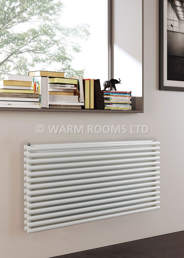 Tempora Mandolin Double Horizontal Radiator - Size Shown 504mm (H) x 1220mm (W) - Finished in RAL9016 Traffic White